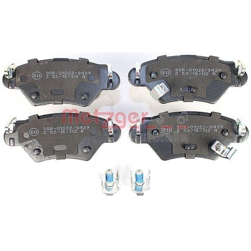Bremsbelagsatz, Scheibenbremse METZGER 1170809 f&uuml;r OPEL, Hinterachse
