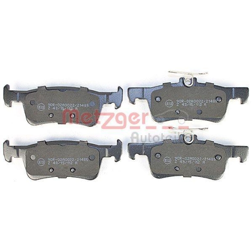 Bremsbelagsatz, Scheibenbremse METZGER 1170810 f&uuml;r PEUGEOT, Hinterachse