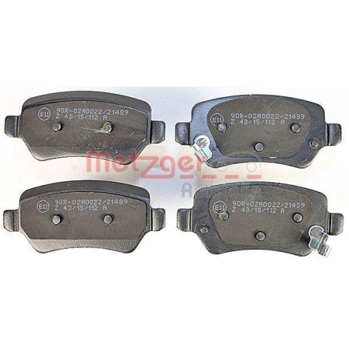 Bremsbelagsatz, Scheibenbremse METZGER 1170812 f&uuml;r KIA, Hinterachse