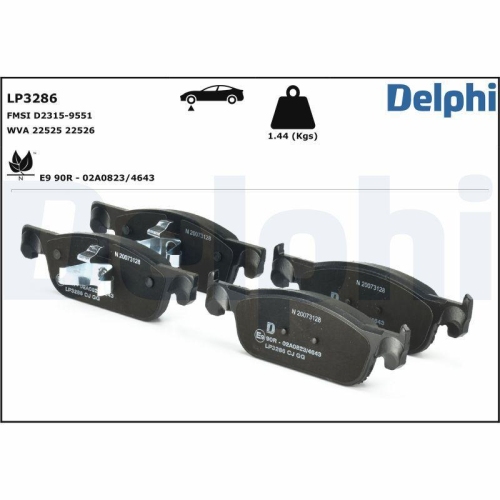DELPHI LP3286 Bremsbelagsatz, Scheibenbremse f&uuml;r RENAULT DACIA, Vorderachse