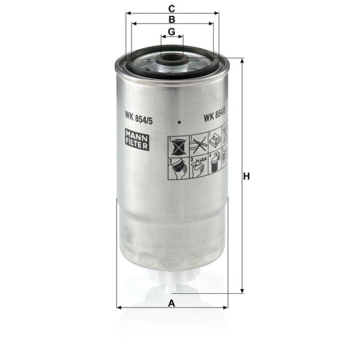 Kraftstofffilter MANN-FILTER WK 854/5 f&uuml;r FIAT PIAGGIO LDV VM LINDNER