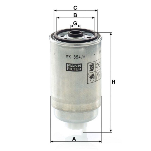 Kraftstofffilter MANN-FILTER WK 854/6 f&uuml;r CITRO&Euml;N FIAT PEUGEOT KIA