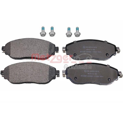 Bremsbelagsatz, Scheibenbremse METZGER 1170834 f&uuml;r OPEL RENAULT, Vorderachse