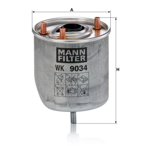 Kraftstofffilter MANN-FILTER WK 9034 z f&uuml;r CITRO&Euml;N FIAT MITSUBISHI PEUGEOT
