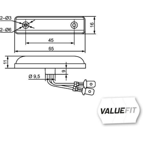 HELLA Seitenmarkierungsleuchte 2PS 357 010-001 VALUEFIT f&uuml;r, links, rechts
