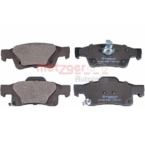 Bremsbelagsatz, Scheibenbremse METZGER 1170838 f&uuml;r JEEP, Hinterachse