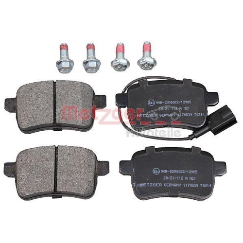 Bremsbelagsatz, Scheibenbremse METZGER 1170839 f&uuml;r ALFA ROMEO, Hinterachse