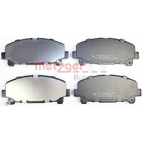 Bremsbelagsatz, Scheibenbremse METZGER 1170840 f&uuml;r HONDA, Vorderachse