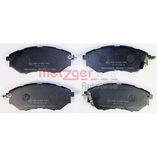 Bremsbelagsatz, Scheibenbremse METZGER 1170841 f&uuml;r SUBARU, Vorderachse