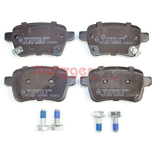 Bremsbelagsatz, Scheibenbremse METZGER 1170842 f&uuml;r OPEL, Hinterachse