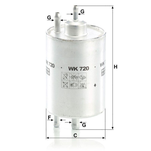 Kraftstofffilter MANN-FILTER WK 720 f&uuml;r CHRYSLER FIAT MERCEDES-BENZ