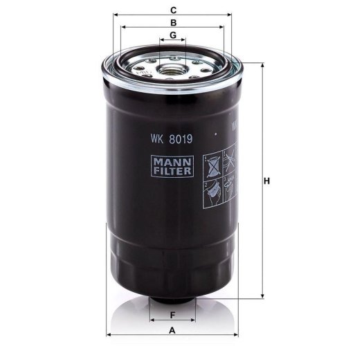 Kraftstofffilter MANN-FILTER WK 8019 f&uuml;r HYUNDAI KIA