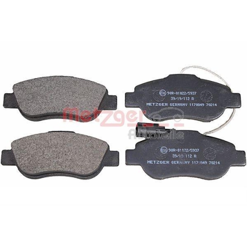 Bremsbelagsatz, Scheibenbremse METZGER 1170849 f&uuml;r FORD, Vorderachse