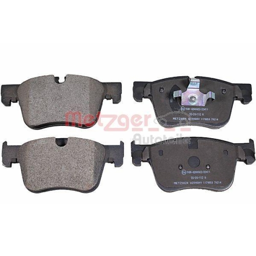 Bremsbelagsatz, Scheibenbremse METZGER 1170850 f&uuml;r CITRO&Euml;N PEUGEOT, Vorderachse