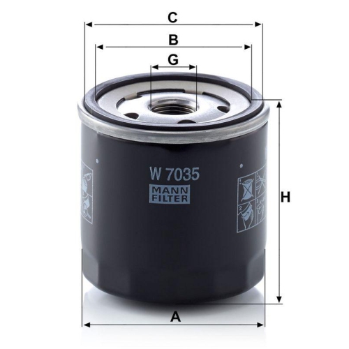 &Ouml;lfilter MANN-FILTER W 7035 f&uuml;r CHRYSLER FIAT AMERICANMOTORS(FORD) GROVE HYSTER