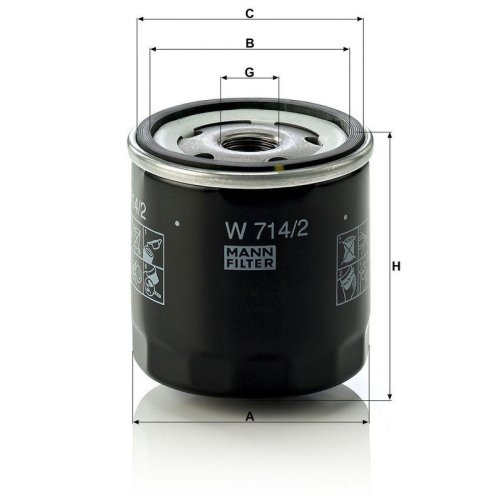 &Ouml;lfilter MANN-FILTER W 714/2 f&uuml;r FIAT FORD RENAULT VAG GENERAL MOTORS