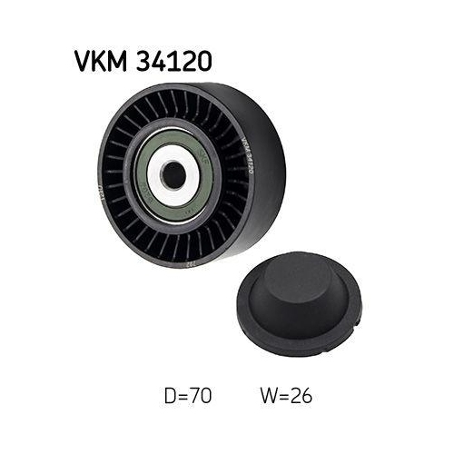 Umlenk-/F&uuml;hrungsrolle, Keilrippenriemen SKF VKM 34120 f&uuml;r FORD JAGUAR LAND ROVER