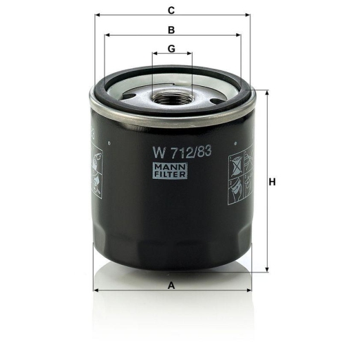 &Ouml;lfilter MANN-FILTER W 712/83 f&uuml;r BMW DAIHATSU FIAT TOYOTA VAG JOHN DEERE MINI