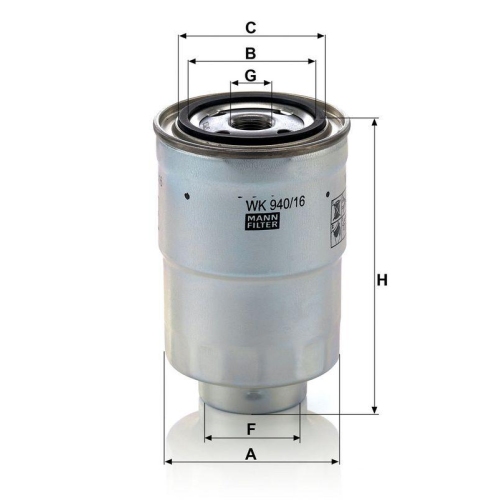 Kraftstofffilter MANN-FILTER WK 940/16 x f&uuml;r MITSUBISHI SUZUKI VOLVO HYSTER YALE