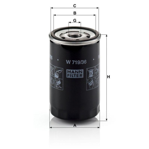 &Ouml;lfilter MANN-FILTER W 719/36 f&uuml;r JAGUAR LAND ROVER