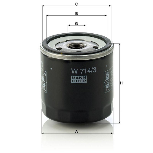 &Ouml;lfilter MANN-FILTER W 714/3 f&uuml;r FIAT FORD NISSAN RENAULT SAME LAMBORGHINI