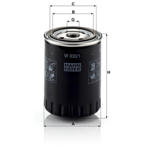 &Ouml;lfilter MANN-FILTER W 830/1 f&uuml;r FORD VAG