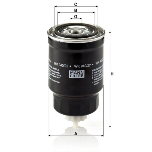 Kraftstofffilter MANN-FILTER WK 940/22 f&uuml;r NISSAN BOMAG CUMMINS KOMATSU GEHL
