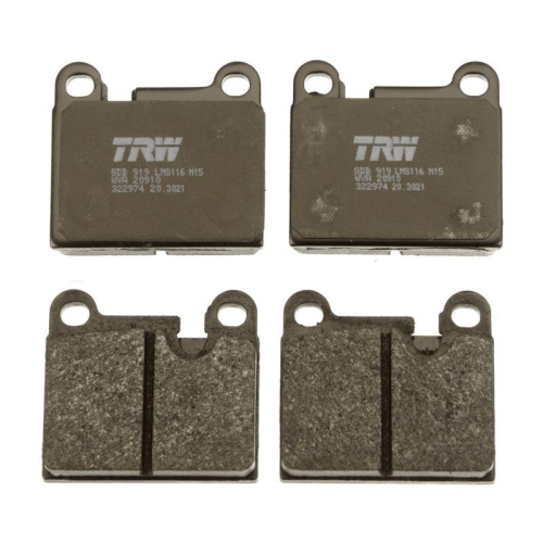 Bremsbelagsatz, Scheibenbremse TRW GDB919 f&uuml;r PORSCHE, Hinterachse, Vorderachse