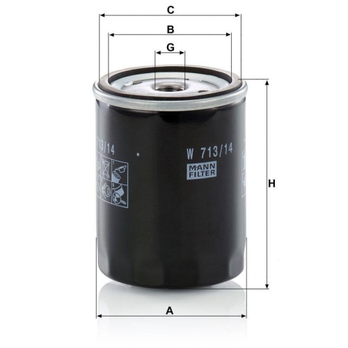 &Ouml;lfilter MANN-FILTER W 713/14 f&uuml;r FORD LEYLAND TRIUMPH GENERAL MOTORS