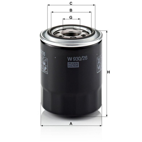 &Ouml;lfilter MANN-FILTER W 930/26 f&uuml;r HYUNDAI KIA