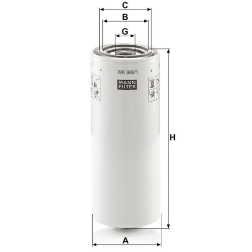 Kraftstofffilter MANN-FILTER WK 980/1 f&uuml;r CLAAS CATERPILLAR INGERSOLL-RAND AGCO