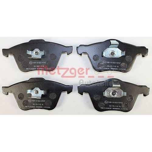 Bremsbelagsatz, Scheibenbremse METZGER 1170180 f&uuml;r VOLVO, Vorderachse