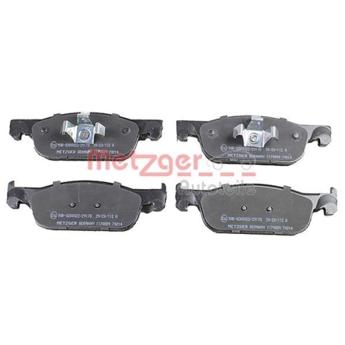 Bremsbelagsatz, Scheibenbremse METZGER 1170889 f&uuml;r RENAULT DACIA, Vorderachse