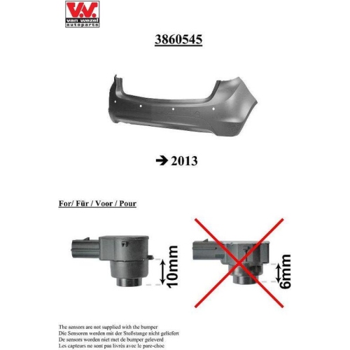 Stoßfänger VAN WEZEL 3860545 für OPEL, hinten, für Fahrzeuge ohne Fahrradträger