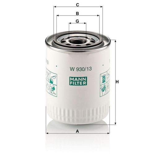 &Ouml;lfilter MANN-FILTER W 930/13 f&uuml;r JAGUAR VAG ROLLS-ROYCE CLAAS ASTON MARTIN