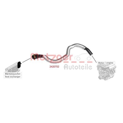 K&uuml;hlerschlauch METZGER 2420702 f&uuml;r OPEL GENERAL MOTORS