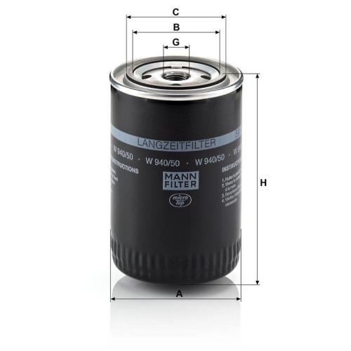 &Ouml;lfilter MANN-FILTER W 940/50 f&uuml;r VAG