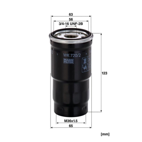 Kraftstofffilter MANN-FILTER WK 720/2 x f&uuml;r MAZDA TOYOTA CUMMINS AHLMANN KOMATSU