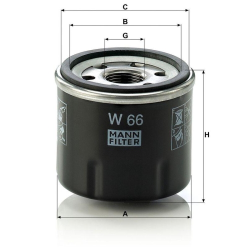 &Ouml;lfilter MANN-FILTER W 66 f&uuml;r NISSAN RENAULT
