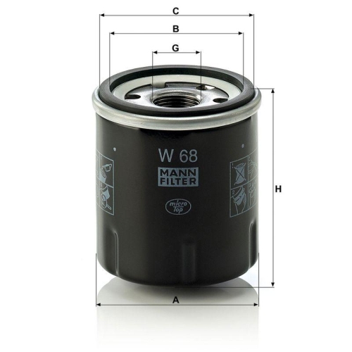 &Ouml;lfilter MANN-FILTER W 68 f&uuml;r MITSUBISHI RENAULT KUBOTA MELROE JUNGHEINRICH