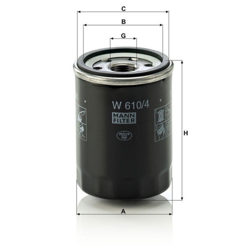 &Ouml;lfilter MANN-FILTER W 610/4 f&uuml;r NISSAN JCB SHIBAURA