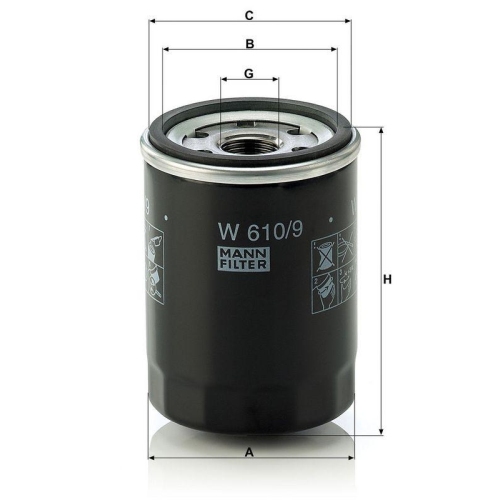 &Ouml;lfilter MANN-FILTER W 610/9 f&uuml;r TOYOTA PERKINS JOHN DEERE