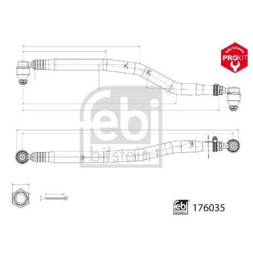 FEBI BILSTEIN Lenkstange 176035 ProKit f&uuml;r MERCEDES-BENZ EVOBUS, Vorderachse