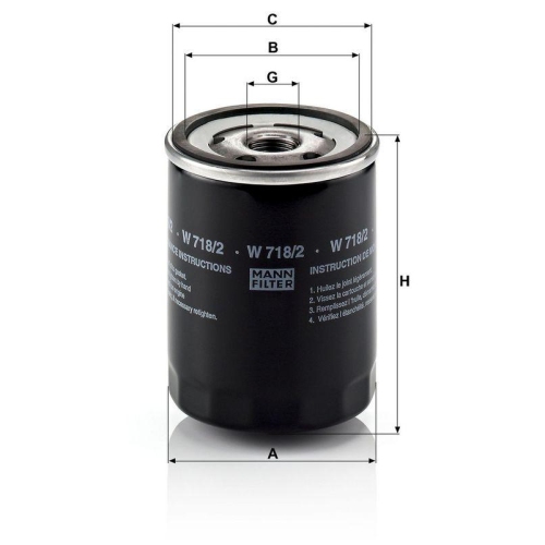 &Ouml;lfilter MANN-FILTER W 718/2 f&uuml;r ALFA ROMEO CITRO&Euml;N FIAT FORD