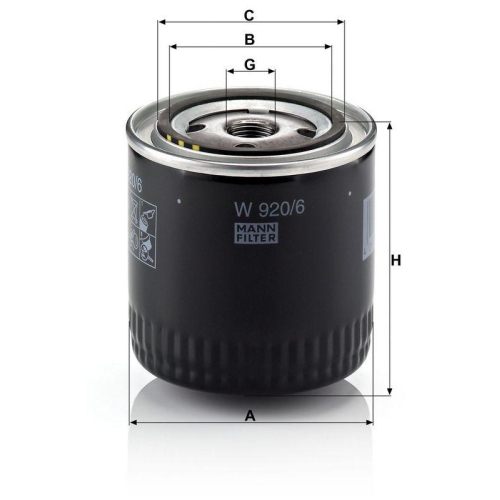 &Ouml;lfilter MANN-FILTER W 920/6 f&uuml;r CHRYSLER MITSUBISHI PIAGGIO