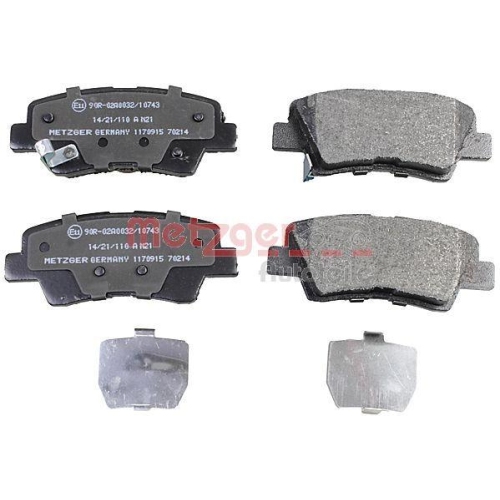 Bremsbelagsatz, Scheibenbremse METZGER 1170915 f&uuml;r HYUNDAI, Hinterachse