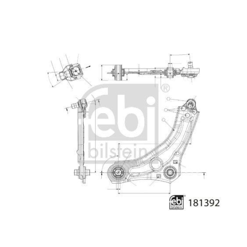FEBI BILSTEIN Lenker, Radaufh&auml;ngung 181392 f&uuml;r RENAULT, Vorderachse links, unten
