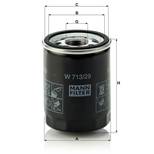 &Ouml;lfilter MANN-FILTER W 713/29 f&uuml;r JAGUAR LAND ROVER
