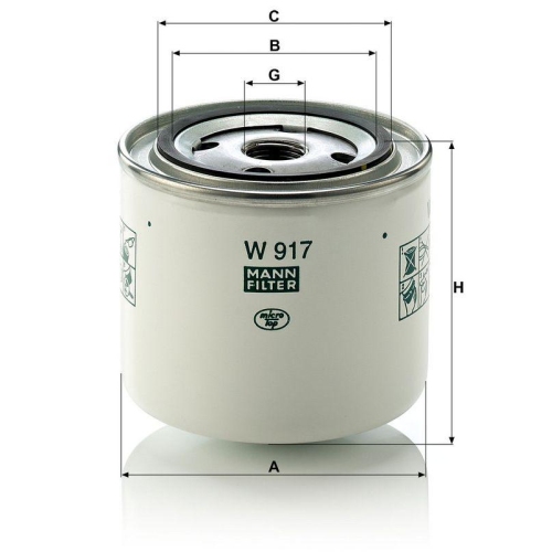 Filter, Arbeitshydraulik MANN-FILTER W 917 f&uuml;r FORD OPEL VAUXHALL VOLVO KOMATSU