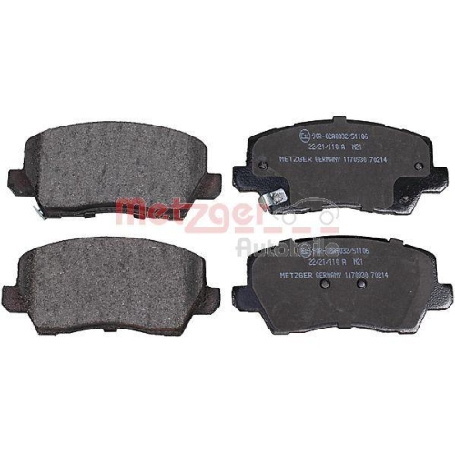 Bremsbelagsatz, Scheibenbremse METZGER 1170930 f&uuml;r KIA, Vorderachse